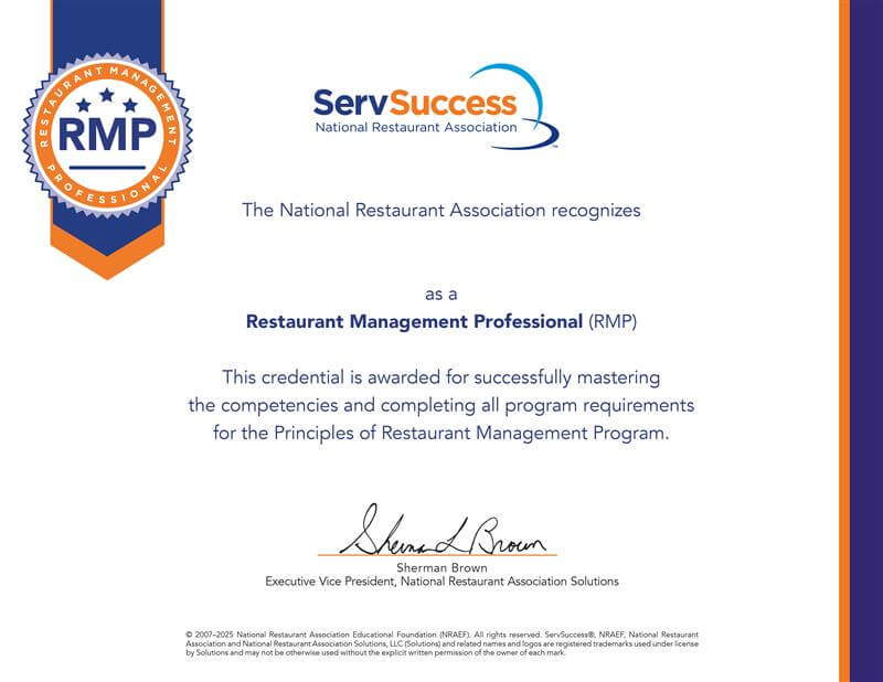 Restaurant Management Professional Credential Certificate