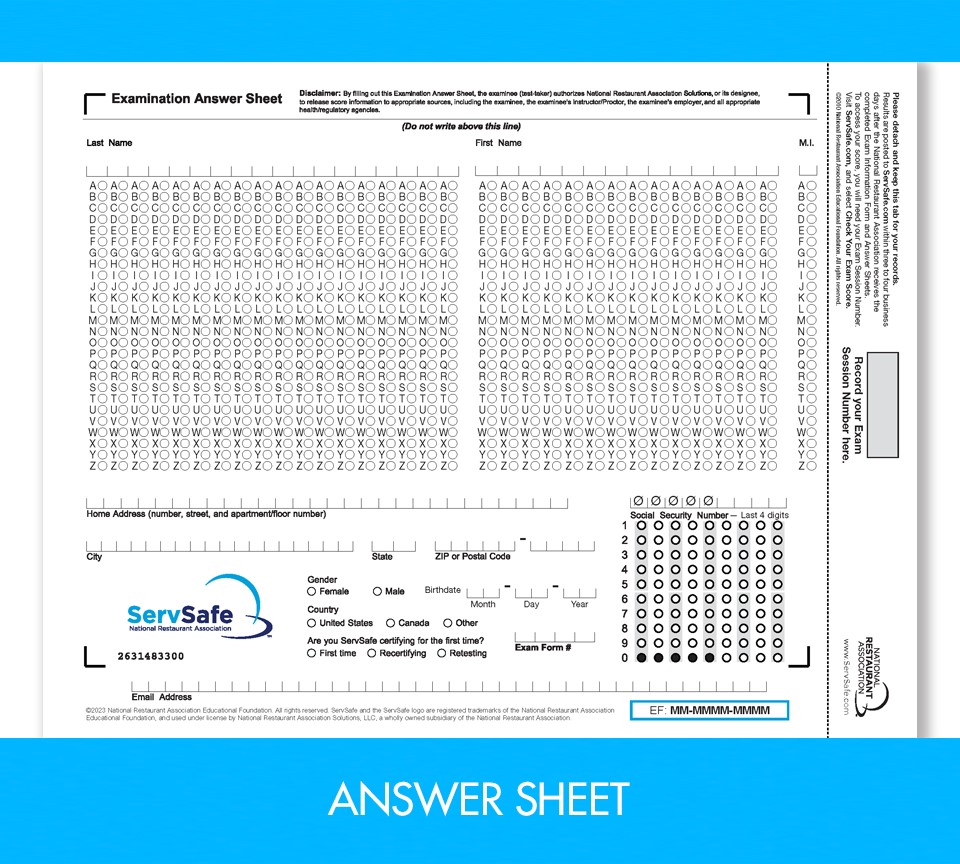 ServSafe Manager Exam (Answer Sheet)